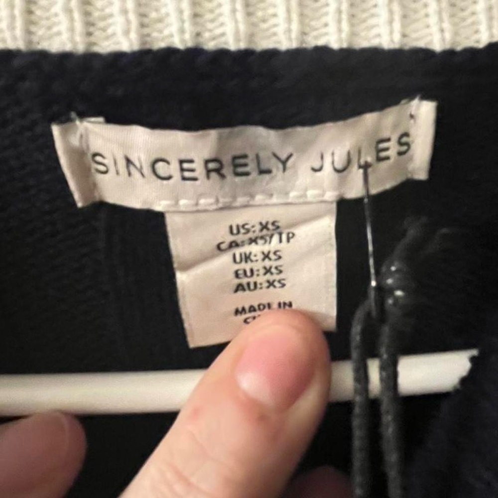 Sincerely Jules Navy and White Knit Sweater​ - Picture 3 of 5